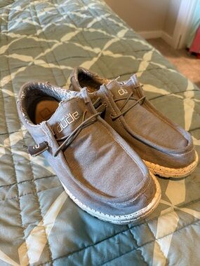 Hey Dude Men's Slip-On Loafers in Gray Canvas